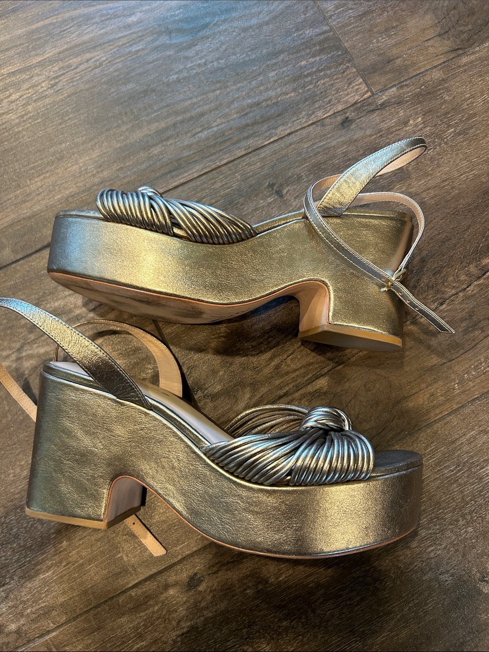 Anthropologie Guilhermina Metallic Knotted Platform Sandals Size 8 - Picture 3 of 5